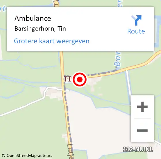 Locatie op kaart van de 112 melding: Ambulance Barsingerhorn, Tin op 15 november 2022 12:35