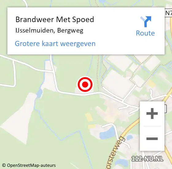 Locatie op kaart van de 112 melding: Brandweer Met Spoed Naar IJsselmuiden, Bergweg op 15 november 2022 12:47