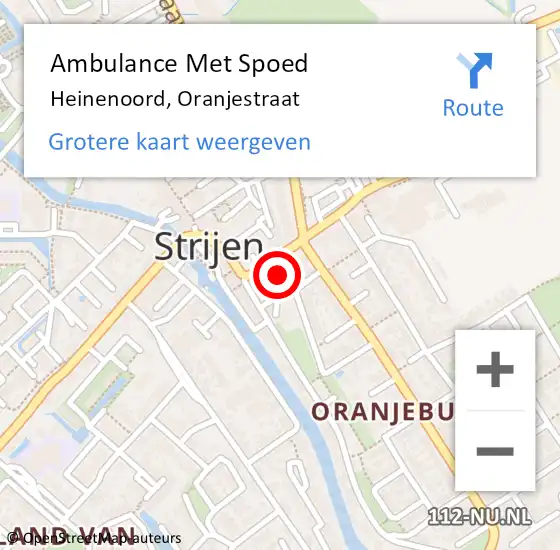 Locatie op kaart van de 112 melding: Ambulance Met Spoed Naar Heinenoord, Oranjestraat op 15 november 2022 12:52