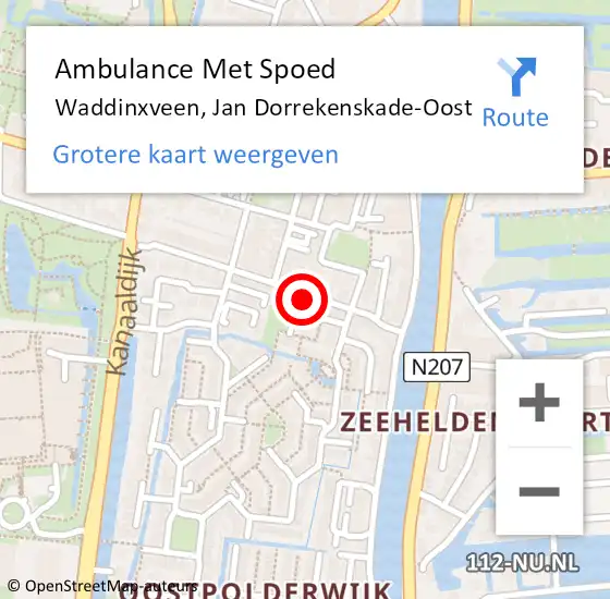 Locatie op kaart van de 112 melding: Ambulance Met Spoed Naar Waddinxveen, Jan Dorrekenskade-Oost op 15 november 2022 12:52