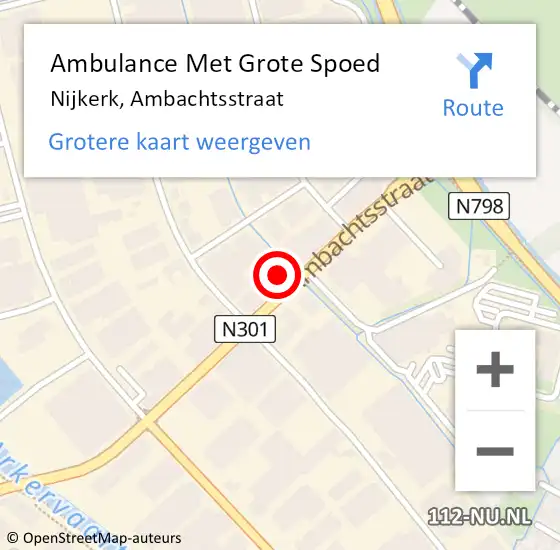Locatie op kaart van de 112 melding: Ambulance Met Grote Spoed Naar Nijkerk, Ambachtsstraat op 15 november 2022 13:17