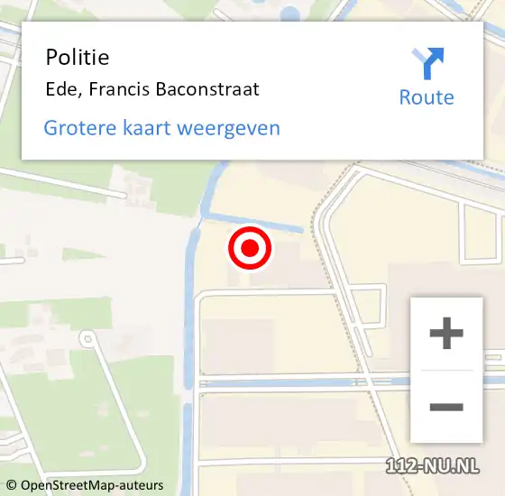 Locatie op kaart van de 112 melding: Politie Ede, Francis Baconstraat op 15 november 2022 13:19