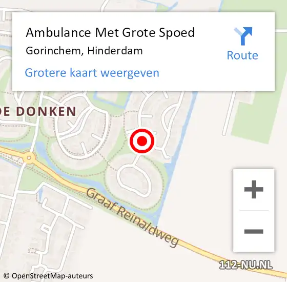 Locatie op kaart van de 112 melding: Ambulance Met Grote Spoed Naar Gorinchem, Hinderdam op 15 november 2022 15:06