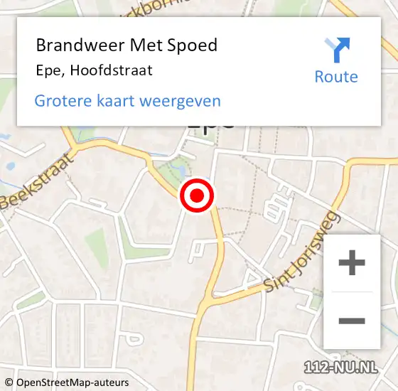 Locatie op kaart van de 112 melding: Brandweer Met Spoed Naar Epe, Hoofdstraat op 15 november 2022 15:25