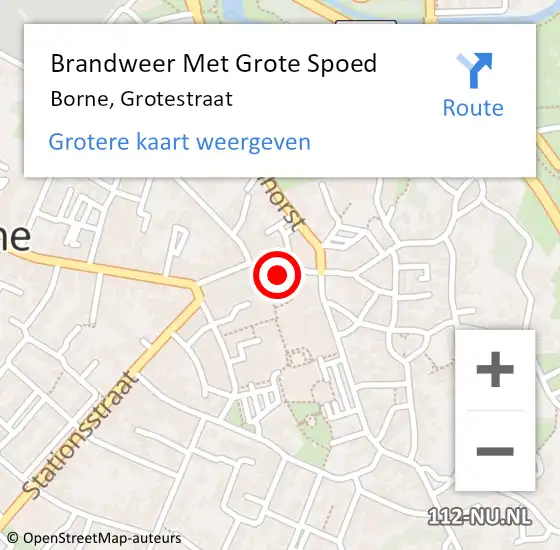 Locatie op kaart van de 112 melding: Brandweer Met Grote Spoed Naar Borne, Grotestraat op 15 november 2022 15:30