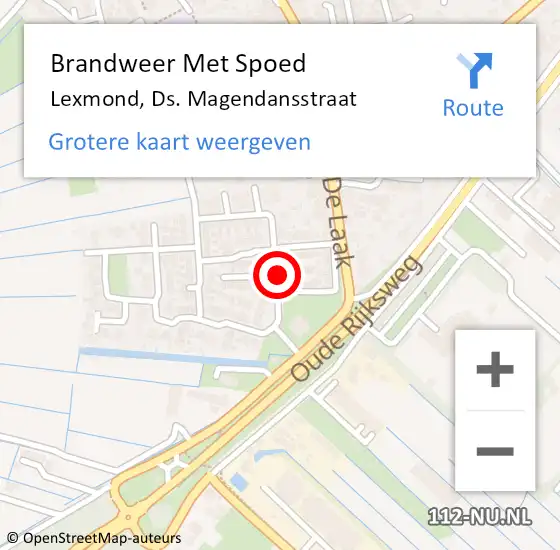 Locatie op kaart van de 112 melding: Brandweer Met Spoed Naar Lexmond, Ds. Magendansstraat op 15 november 2022 15:37