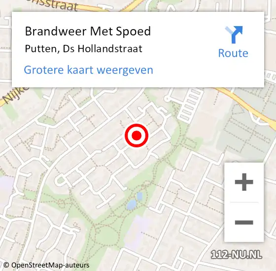 Locatie op kaart van de 112 melding: Brandweer Met Spoed Naar Putten, Ds Hollandstraat op 15 november 2022 15:51