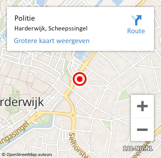 Locatie op kaart van de 112 melding: Politie Harderwijk, Scheepssingel op 15 november 2022 15:53