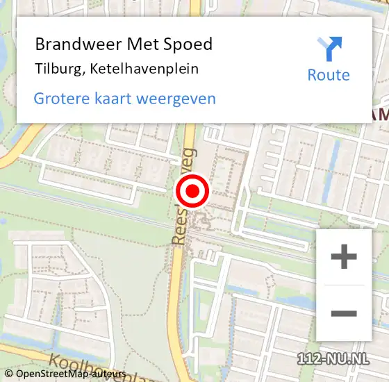 Locatie op kaart van de 112 melding: Brandweer Met Spoed Naar Tilburg, Ketelhavenplein op 15 november 2022 16:01