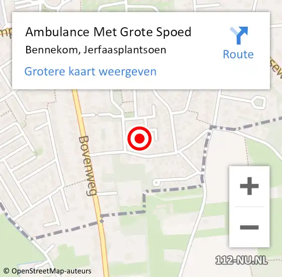 Locatie op kaart van de 112 melding: Ambulance Met Grote Spoed Naar Bennekom, Jerfaasplantsoen op 15 november 2022 16:05