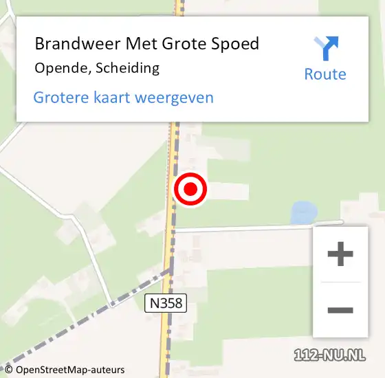 Locatie op kaart van de 112 melding: Brandweer Met Grote Spoed Naar Opende, Scheiding op 15 november 2022 16:11