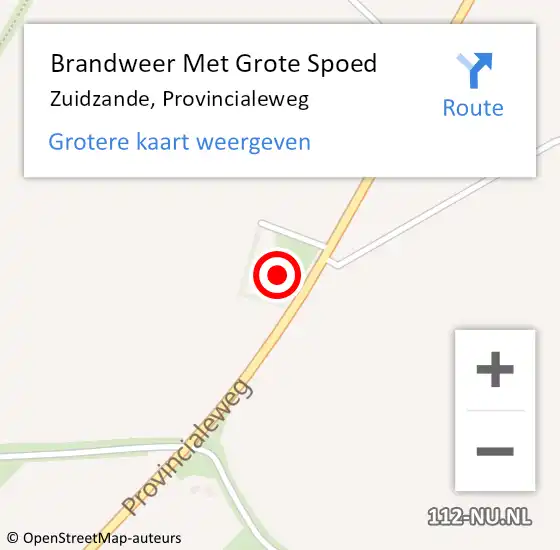 Locatie op kaart van de 112 melding: Brandweer Met Grote Spoed Naar Zuidzande, Provincialeweg op 15 november 2022 16:34