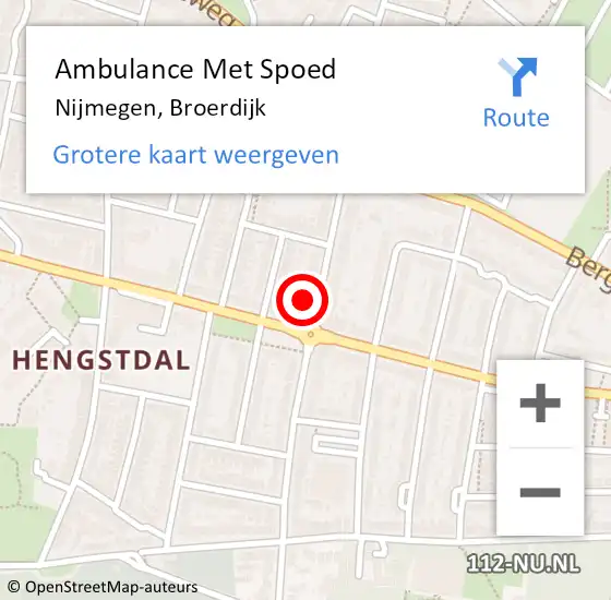 Locatie op kaart van de 112 melding: Ambulance Met Spoed Naar Nijmegen, Broerdijk op 15 november 2022 16:43