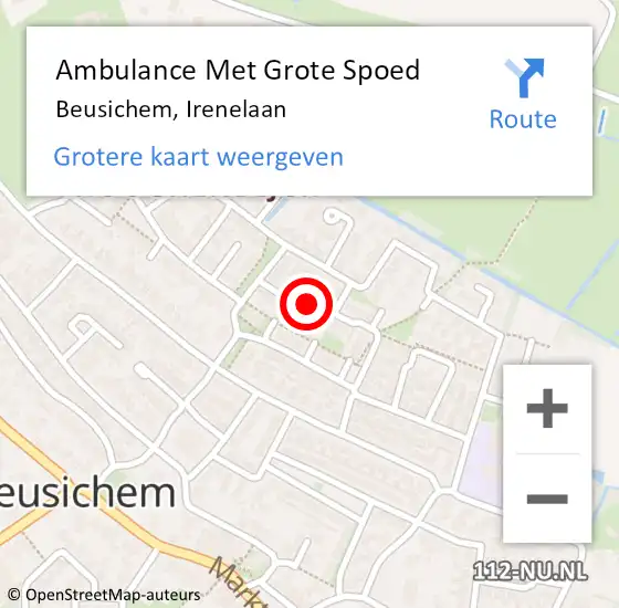 Locatie op kaart van de 112 melding: Ambulance Met Grote Spoed Naar Beusichem, Irenelaan op 15 november 2022 16:45