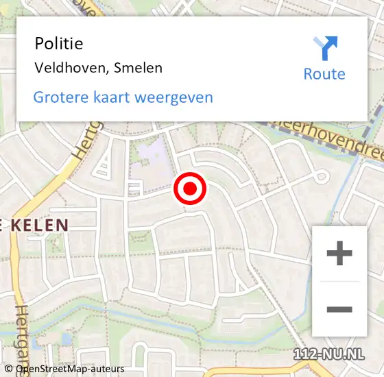 Locatie op kaart van de 112 melding: Politie Veldhoven, Smelen op 15 november 2022 17:00