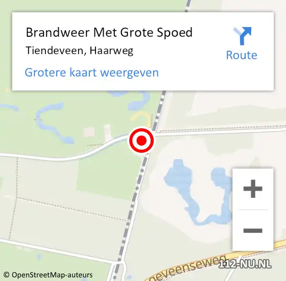 Locatie op kaart van de 112 melding: Brandweer Met Grote Spoed Naar Tiendeveen, Haarweg op 5 augustus 2014 05:58