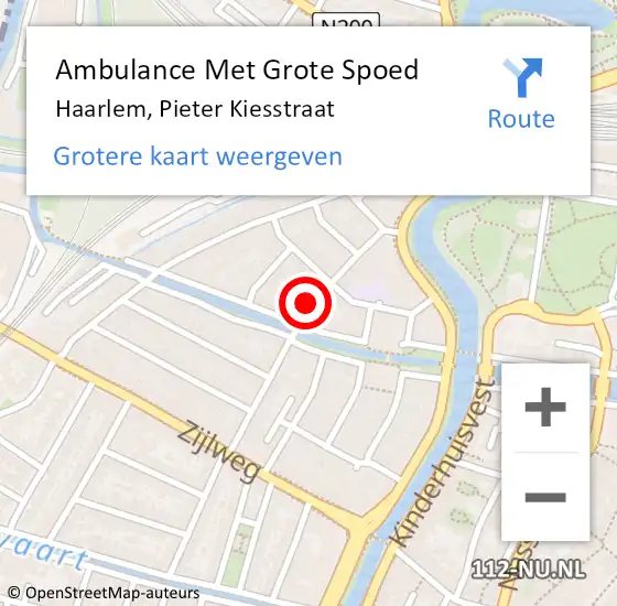 Locatie op kaart van de 112 melding: Ambulance Met Grote Spoed Naar Haarlem, Pieter Kiesstraat op 15 november 2022 17:11