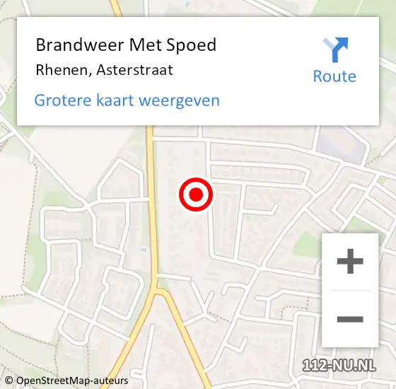 Locatie op kaart van de 112 melding: Brandweer Met Spoed Naar Rhenen, Asterstraat op 15 november 2022 17:22