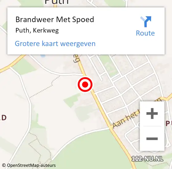 Locatie op kaart van de 112 melding: Brandweer Met Spoed Naar Puth, Kerkweg op 15 november 2022 17:46