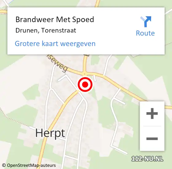Locatie op kaart van de 112 melding: Brandweer Met Spoed Naar Drunen, Torenstraat op 15 november 2022 17:59