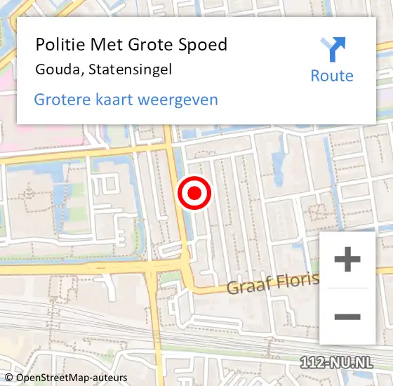 Locatie op kaart van de 112 melding: Politie Met Grote Spoed Naar Gouda, Statensingel op 15 november 2022 18:17