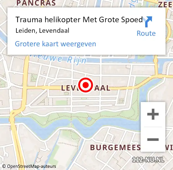 Locatie op kaart van de 112 melding: Trauma helikopter Met Grote Spoed Naar Leiden, Levendaal op 15 november 2022 18:18