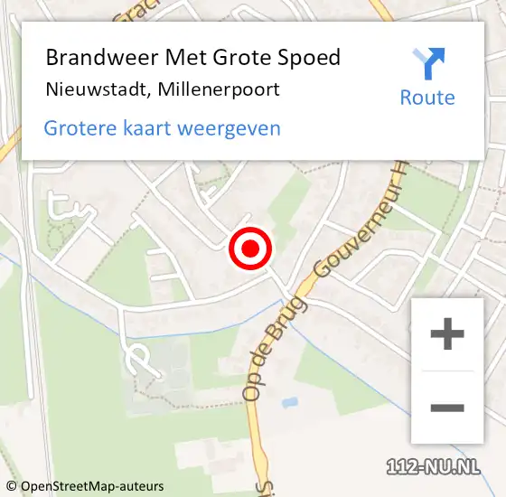 Locatie op kaart van de 112 melding: Brandweer Met Grote Spoed Naar Nieuwstadt, Millenerpoort op 15 november 2022 18:20