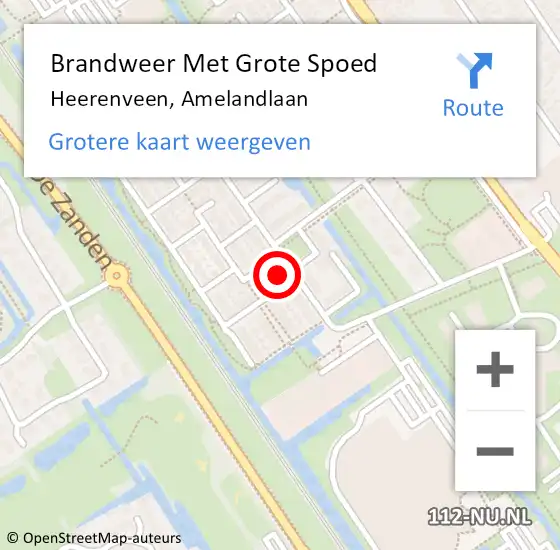 Locatie op kaart van de 112 melding: Brandweer Met Grote Spoed Naar Heerenveen, Amelandlaan op 15 november 2022 18:23