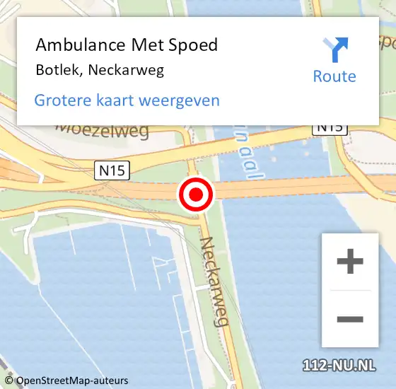 Locatie op kaart van de 112 melding: Ambulance Met Spoed Naar Botlek, Neckarweg op 5 augustus 2014 06:36