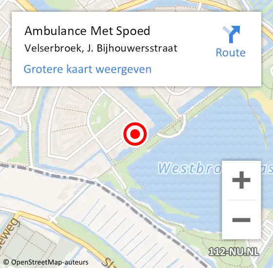 Locatie op kaart van de 112 melding: Ambulance Met Spoed Naar Velserbroek, J. Bijhouwersstraat op 15 november 2022 18:40