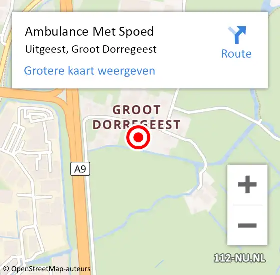 Locatie op kaart van de 112 melding: Ambulance Met Spoed Naar Uitgeest, Groot Dorregeest op 15 november 2022 18:45