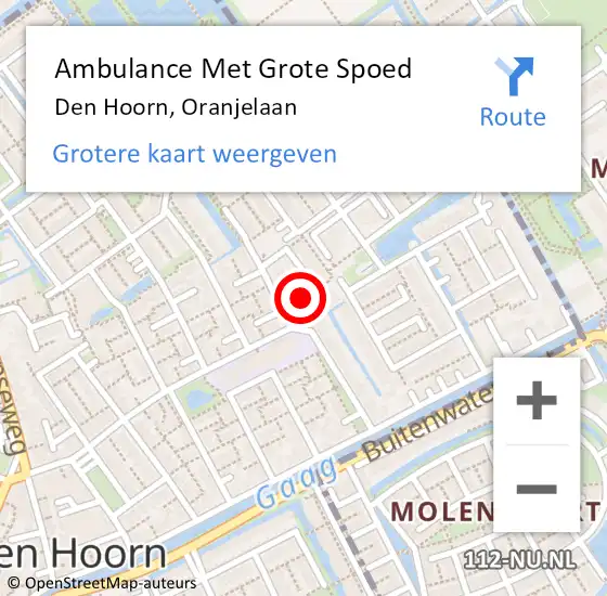 Locatie op kaart van de 112 melding: Ambulance Met Grote Spoed Naar Den Hoorn, Oranjelaan op 15 november 2022 18:50