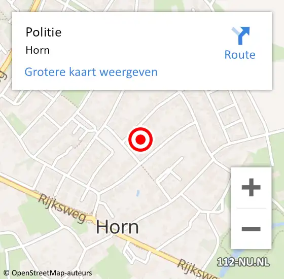Locatie op kaart van de 112 melding: Politie Horn op 15 november 2022 18:56