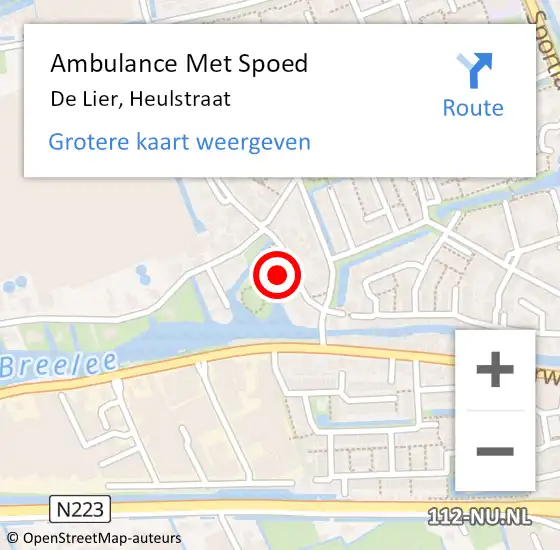 Locatie op kaart van de 112 melding: Ambulance Met Spoed Naar De Lier, Heulstraat op 15 november 2022 19:08