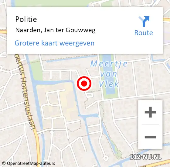 Locatie op kaart van de 112 melding: Politie Naarden, Jan ter Gouwweg op 15 november 2022 19:11