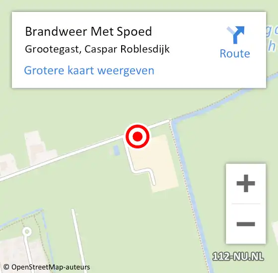 Locatie op kaart van de 112 melding: Brandweer Met Spoed Naar Grootegast, Caspar Roblesdijk op 15 november 2022 19:29