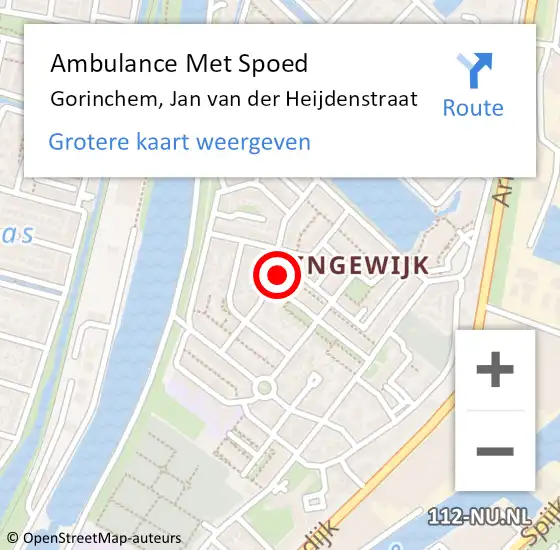 Locatie op kaart van de 112 melding: Ambulance Met Spoed Naar Gorinchem, Jan van der Heijdenstraat op 15 november 2022 19:33