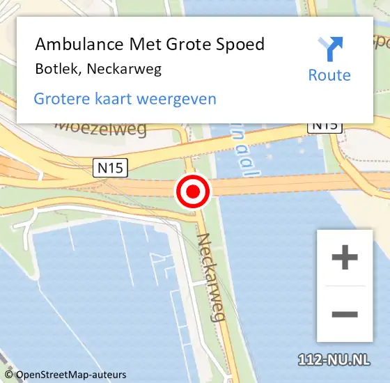 Locatie op kaart van de 112 melding: Ambulance Met Grote Spoed Naar Botlek, Neckarweg op 5 augustus 2014 07:05