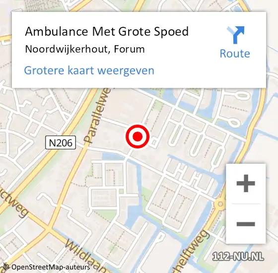 Locatie op kaart van de 112 melding: Ambulance Met Grote Spoed Naar Noordwijkerhout, Forum op 15 november 2022 19:41