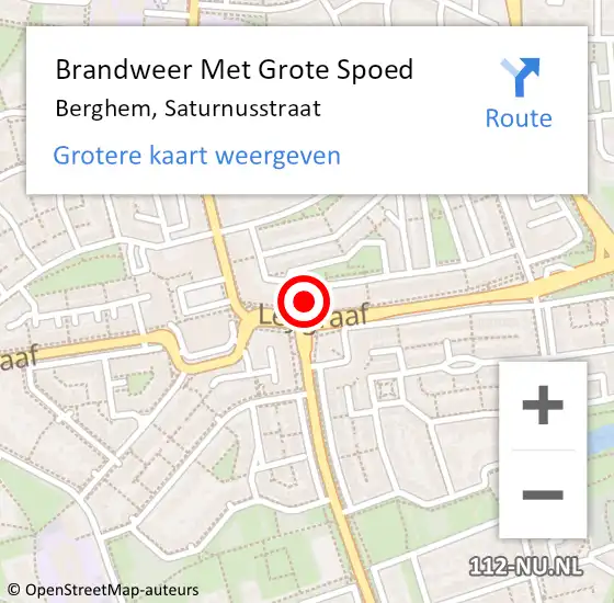 Locatie op kaart van de 112 melding: Brandweer Met Grote Spoed Naar Berghem, Saturnusstraat op 15 november 2022 19:46