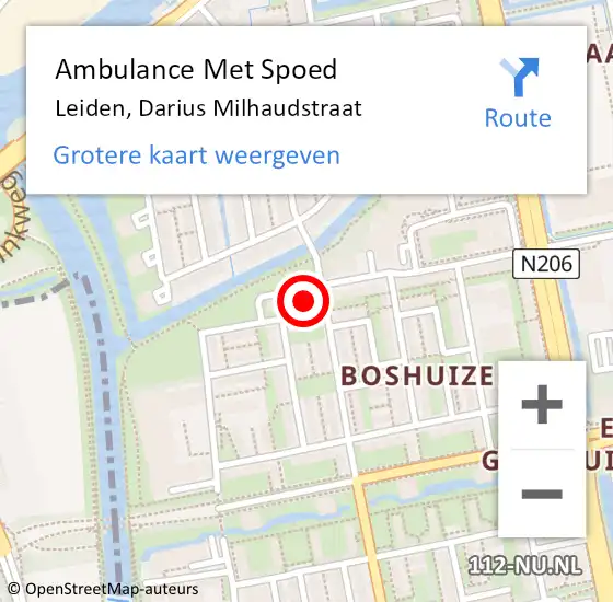 Locatie op kaart van de 112 melding: Ambulance Met Spoed Naar Leiden, Darius Milhaudstraat op 15 november 2022 19:47