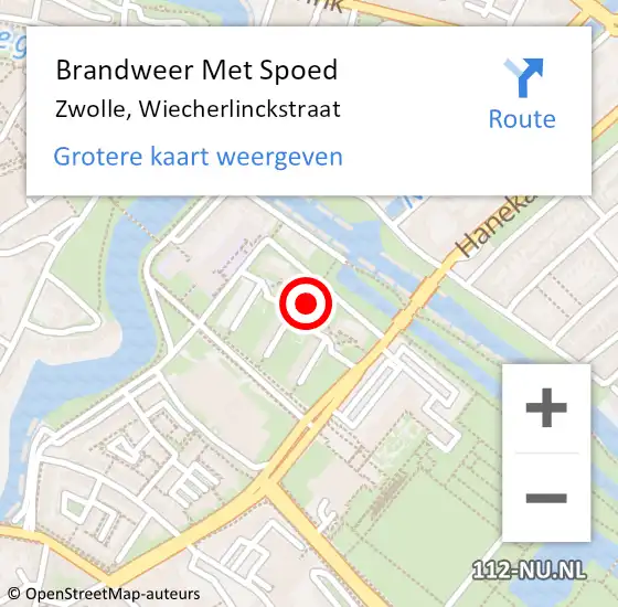 Locatie op kaart van de 112 melding: Brandweer Met Spoed Naar Zwolle, Wiecherlinckstraat op 15 november 2022 19:49