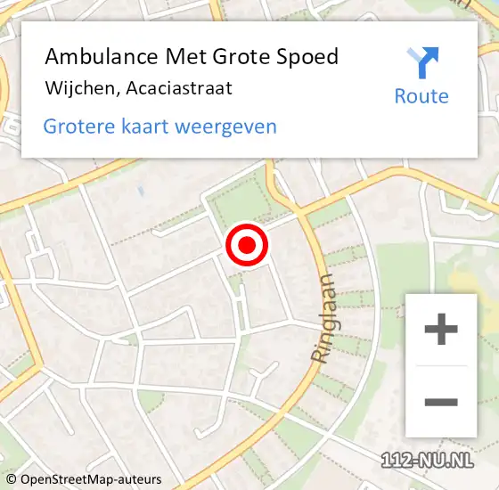 Locatie op kaart van de 112 melding: Ambulance Met Grote Spoed Naar Wijchen, Acaciastraat op 15 november 2022 20:37