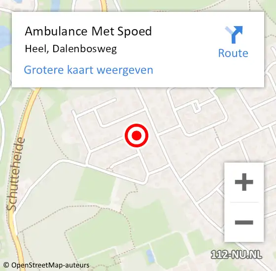 Locatie op kaart van de 112 melding: Ambulance Met Spoed Naar Heel, Dalenbosweg op 15 november 2022 20:48
