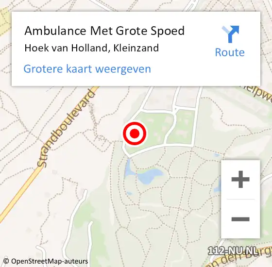 Locatie op kaart van de 112 melding: Ambulance Met Grote Spoed Naar Hoek van Holland, Kleinzand op 15 november 2022 20:52