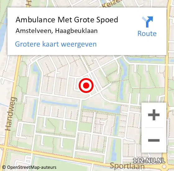 Locatie op kaart van de 112 melding: Ambulance Met Grote Spoed Naar Amstelveen, Haagbeuklaan op 15 november 2022 21:26