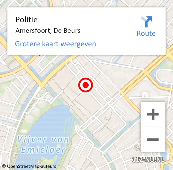 Locatie op kaart van de 112 melding: Politie Amersfoort, De Beurs op 15 november 2022 21:38