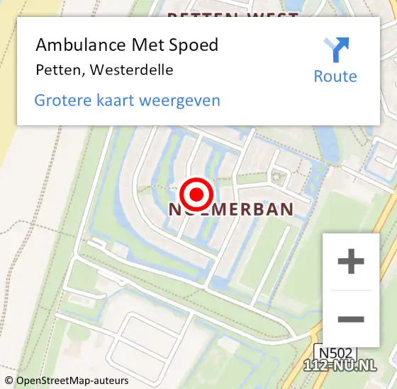 Locatie op kaart van de 112 melding: Ambulance Met Spoed Naar Petten, Westerdelle op 15 november 2022 21:49