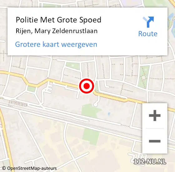 Locatie op kaart van de 112 melding: Politie Met Grote Spoed Naar Rijen, Mary Zeldenrustlaan op 15 november 2022 22:00