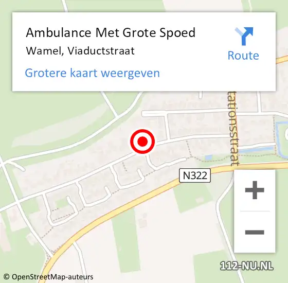 Locatie op kaart van de 112 melding: Ambulance Met Grote Spoed Naar Wamel, Viaductstraat op 15 november 2022 22:21